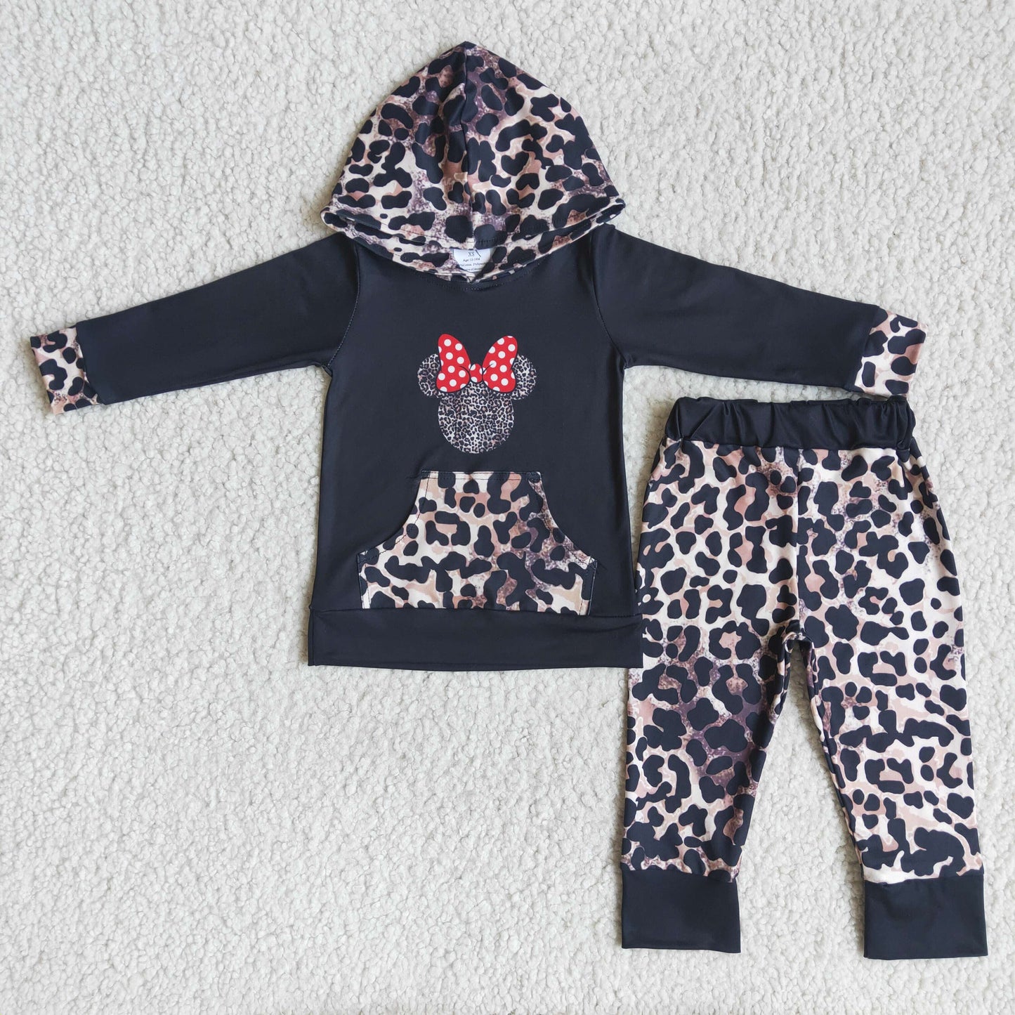 Mickey Hoodie Leopard long sleeve legging pants Set