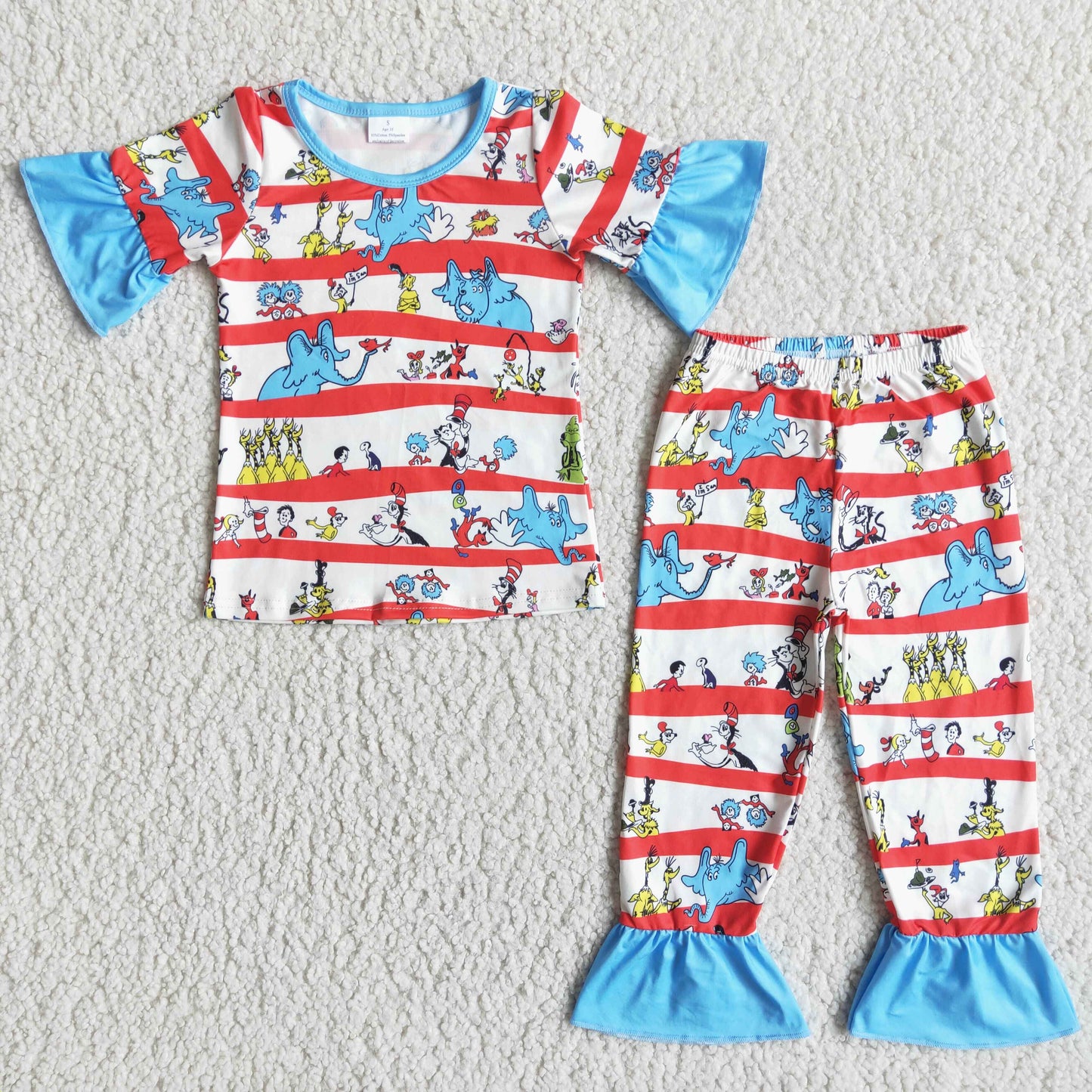 Dr. Seuss short sleeve Long pants ruffle pajamas set