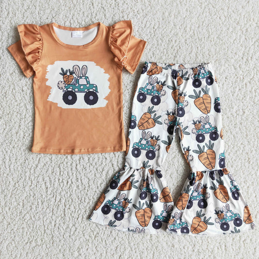 Easter Rabbit short sleeve top bell bottom pants set